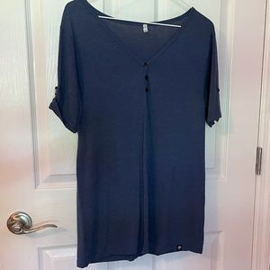 Arbor Blue Ladies Large T-Shirt Henley V-Neck Bamboo/Cotton Made in USA